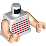 Visuel indicatif Rebrickable de Torse, débardeur à rayures rouges imprimé, bras et mains nougat clair (Torso, Tank Top with Red Stripes Print, Light Nougat Arms and Hands)