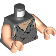 Visuel indicatif Rebrickable de Torse, gilet, en lambeaux, motif imprimé sale, bras et mains nougat clair (Torso, Vest, Tattered, Dirty Print, Light Nougat Arms and Hands)
