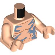 Visuel indicatif Rebrickable de Torse, poitrine nue, bleu sable Marquages imprimés, bras et mains nougat clair (Torso, Bare Chest, Sand Blue Markings Print, Light Nougat Arms and Hands)