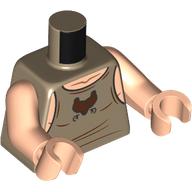 Visuel indicatif Rebrickable de Torse, chemise, garniture marron foncé, motif imprimé ours, bras et mains nougat clair (Torso, Shirt, Dark Brown Trim, Bear Print, Light Nougat Arms and Hands)