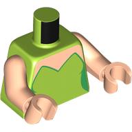 Torse, robe, Motif imprimé vert abat-jour, bras et mains nougat clair (Torso, Dress, Green Shade Print, Light Nougat Arms and Hands)