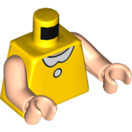 Visuel indicatif Rebrickable de Torse, avec col blanc et motif imprimé bouton, bras et mains nougat clair (Torso, with White Collar and Button Print, Light Nougat Arms and Hands)
