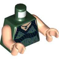 Visuel indicatif Rebrickable de Torse, robe, Bleu Foncé Filigrane, Pendentif imprimé, bras et mains nougat clair (Torso, Dress, Dark Blue Filigree, Pendant Print, Light Nougat Arms and Hands)