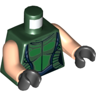 Torse, combinaison, décolleté et lignes, bordure bleu foncé et motif imprimé ceinture, bras nougat clair, mains noires (Torso, Jumpsuit, Neckline and Lines, Dark Blue Trim and Belt Print, Light Nougat Arms, Black Hands)