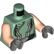 Visuel indicatif Rebrickable de Torse, combinaison avec motif imprimé ceinture (satele shan), bras nougat clair, mains gris bleuté foncé (Torso, Jumpsuit with Belt Print (Satele Shan), Light Nougat Arms, Dark Bluish Gray Hands)