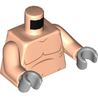 Torse, motif imprimé poitrine nue, bras nougat clair, mains gris bleuté clair (Torso, Bare Chest Print, Light Nougat Arms, Light Bluish Grey Hands)