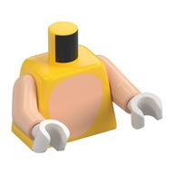 Torse, Nougat clair Motif imprimé estomac ovale, bras nougat clair, mains blanches (Torso, Light Nougat Oval Stomach Print, Light Nougat Arms, White Hands)