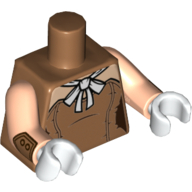 Torse, Corset, épaules de nougat clair et arc blanc / 3 lignes de corps sur le motif imprimé dos, bras de nougat clair avec motif imprimé boutons de manchettes, mains blanches (Torso, Corset, Light Nougat Shoulders and White Bow / 3 Body Lines on Back Print, Light Nougat Arms with Button Cuffs Print, White Hands)