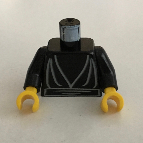 Visuel indicatif Rebrickable de Torse, robe Jedi, Motif imprimé ceinture, bras noirs, mains jaunes (Torso, Jedi Robe, Waist Sash Print, Black Arms, Yellow Hands)