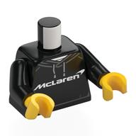 Visuel indicatif Rebrickable de Torse, Sweat à capuche, Motif imprimé blanc 'MCLAREN', bras noirs, mains jaunes (Torso, Hoody, White 'MCLAREN' Print, Black Arms, Yellow Hands)