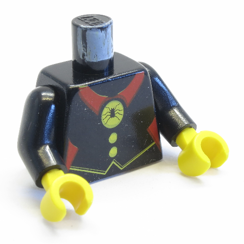 Visuel indicatif Rebrickable de Torse, araignée rouge médaille motif imprimé (chevaliers d'effroi), bras noirs, mains jaunes (Torso, Red Spider Medal Print (Fright Knights), Black Arms, Yellow Hands)