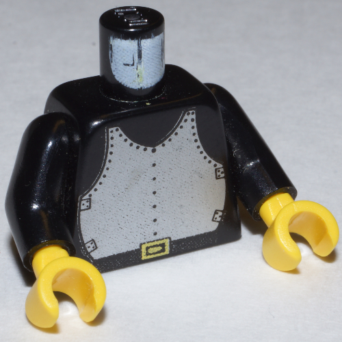 Torse, armure, plastron imprimé, bras noirs, mains jaunes (Torso, Armor, Breastplate Print, Black Arms, Yellow Hands)
