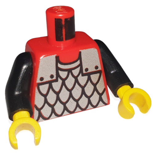 Visuel indicatif Rebrickable de Torse, motif imprimé armure à écailles, bras noirs, mains jaunes (Torso, Scale Mail Print, Black Arms, Yellow Hands)