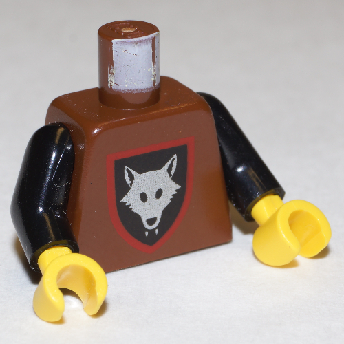 Visuel indicatif Rebrickable de Torse, armure, motif imprimé Wolfpack, bras noirs, mains jaunes (Torso, Armor, Wolfpack Print, Black Arms, Yellow Hands)