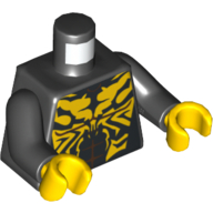 Torse, poitrine nue, muscles, marques tribales jaunes motif imprimé (oppresse sauvage), bras noirs, mains jaunes (Torso, Bare Chest, Muscles, Yellow Tribal Markings Print (Savage Opress), Black Arms, Yellow Hands)