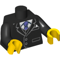 Visuel indicatif Rebrickable de Torse, veste et gilet sur chemise à rayures et motif imprimé cravate violet foncé, bras noirs, mains jaunes (Torso, Jacket and Vest over Pinstriped Shirt and Dark Purple Tie Print, Black Arms, Yellow Hands)