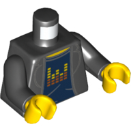 Visuel indicatif Rebrickable de Torse, veste, chemise bleu foncé avec motif imprimé égaliseur, bras noirs, mains jaunes (Torso, Jacket, Dark Blue Shirt with Equalizer Print, Black Arms, Yellow Hands)
