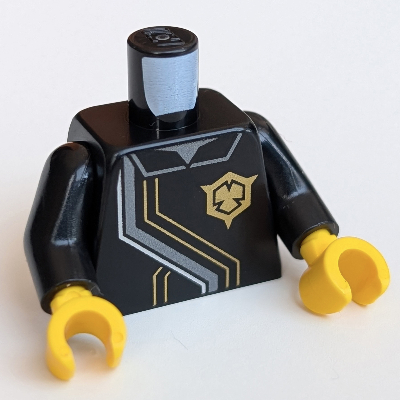 Visuel indicatif Rebrickable de Torse, robe, Motif imprimé Shuriken or, bras noirs, mains jaunes (Torso, Robe, Gold Shuriken Print, Black Arms, Yellow Hands)