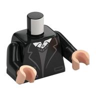 Visuel indicatif Rebrickable de Torse, Veste, Pull gris bleuté foncé, Chemise blanche motif imprimé, bras noirs, mains nougat clair (Torso, Jacket, Dark Bluish Grey Sweater, White Shirt Print, Black Arms, Light Nougat Hands)