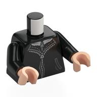 Torse, veste, fermeture éclair, motif : capuche, bras noirs, mains nougat clair (Torso, Jacket, Zipper, Hood Print, Black Arms, Light Nougat Hands)