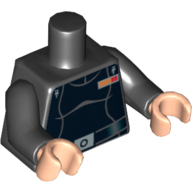 Visuel indicatif Rebrickable de Torse, Ceinture avec motif imprimé Boucle d'Argent (Juno), bras noirs, mains nougat clair (Torso, Belt with Silver Buckle Print (Juno), Black Arms, Light Nougat Hands)