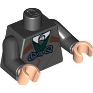 Visuel indicatif Rebrickable de Torse, veste avec gilet vert foncé et motif imprimé fermeture argentée, bras noirs, mains nougat clair (Torso, Jacket with Dark Green Vest and Silver Fastener Print, Black Arms, Light Nougat Hands)
