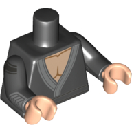 Visuel indicatif Rebrickable de Torse, robe tunique, Poitrine nue / 'Z' sur motif imprimé dos, bras noirs, mains nougat clair (Torso, Tunic Robe, Bare Chest / 'Z' on Back Print, Black Arms, Light Nougat Hands)