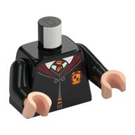 Visuel indicatif Rebrickable de Torse, robes avec col rouge foncé, boutonné avec motif imprimé crête gryffondor, bras noirs, mains nougat clair (Torso, Robes with Dark Red Collar, Buttoned with Gryffindor Crest Print, Black Arms, Light Nougat Hands)
