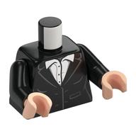 Torse, Veste, plus blanc Chemise imprimé, bras noirs, mains nougat clair (Torso, Jacket, over White Shirt Print, Black Arms, Light Nougat Hands)