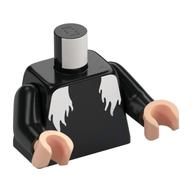 Visuel indicatif Rebrickable de Torse, Blanc Motif imprimé cheveux, bras noirs, mains nougat clair (Torso, White Hair Print, Black Arms, Light Nougat Hands)