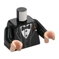 Torse, smoking, chemise blanche, noeud papillon noir, bras noirs, mains nougat clair (Torso, Tuxedo, White Shirt, Black Bow Tie, Black Arms, Light Nougat Hands)