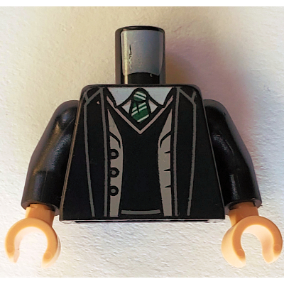Torse, veste, gilet, motif imprimé cravate rayée verte (énigme tom), bras noirs, mains nougat clair (Torso, Jacket, Vest, Green Striped Tie Print (Tom Riddle), Black Arms, Light Nougat Hands)