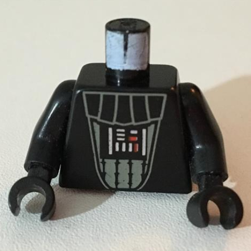 Torse, Dark Vador (de base) motif imprimé, bras et mains noirs (Torso, Darth Vader (Basic) Print, Black Arms and Hands)