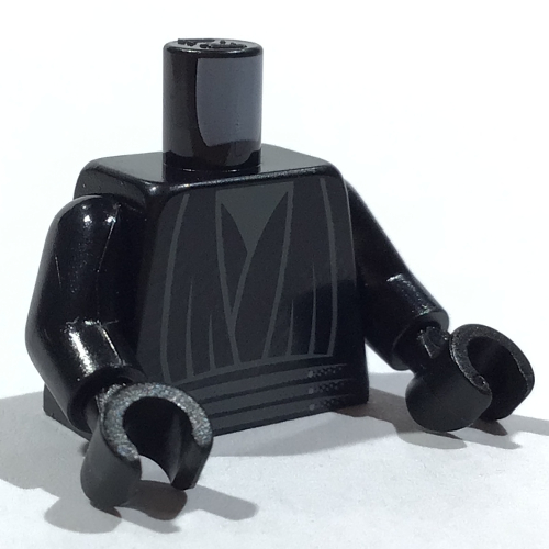 Torse, robe argentée, '25 YEARS OF LEGO STAR WARS' sur Motif imprimé dos, bras et mains noirs (Torso, Silver Robe, '25 YEARS OF LEGO STAR WARS' on Back Print, Black Arms and Hands)
