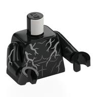 Torse, muscles gris pierre foncé, motif imprimé clair argent, bras et mains noirs (Torso, Dark Stone Grey Muscles, Silver Lightning Print, Black Arms and Hands)