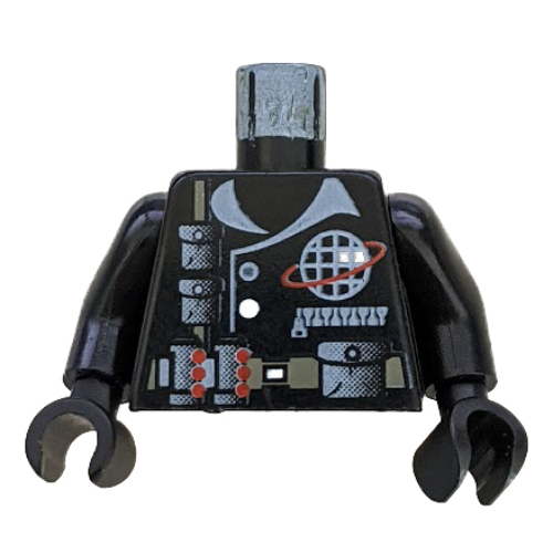 Torse, Veste avec logo Alpha Team, Ceinture utilitaire et pochettes motif imprimé, bras et mains noirs (Torso, Jacket with Alpha Team Logo, Utility Belt and Pouches Print, Black Arms and Hands)