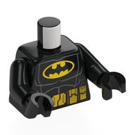 Torse, corps, contour musculaire, symbole Batman jaune, motif : ceinture utilitaire, bras et mains noirs (Torso, Bodysuit, Muscle Outline, Yellow Batman Symbol, Utility Belt Print, Black Arms and Hands)