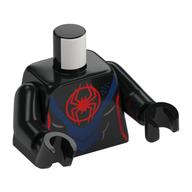 Torse, Muscles, Araignée rouge, Motif imprimé armure bleu foncé, bras et mains noirs (Torso, Muscles, Red Spider, Dark Blue Armor Print, Black Arms and Hands)