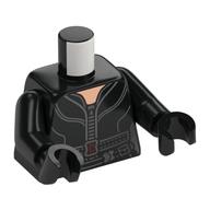 Visuel indicatif Rebrickable de Torse, veste, ceinture, sangle, fermeture à glissière, nougat clair poitrine motif imprimé, bras et mains noirs (Torso, Jacket, Belt, Strap, Zipper, Light Nougat Chest Print, Black Arms and Hands)