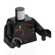 Torse, armure de soldat de la mort, tuyaux rouge foncé, motif imprimé de fissures d'or, bras et mains noirs (Torso, Death Trooper Armor, Dark Red Hoses, Gold Cracks Print, Black Arms and Hands)