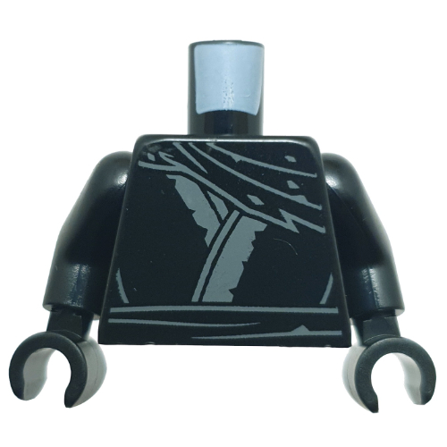 Visuel indicatif Rebrickable de Torse, robe, décorations gris bleuté foncé, motif imprimé ceinture, bras et mains noirs (Torso, Robe, Dark Bluish Grey Decorations, Sash Print, Black Arms and Hands)
