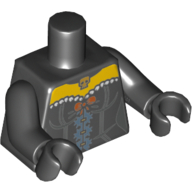 Visuel indicatif Rebrickable de Torse, Corset avec Arc Orange et Collier Crâne Or motif imprimé, bras et mains noirs (Torso, Corset with Orange Bow and Gold Skull Necklace Print, Black Arms and Hands)