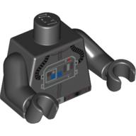 Visuel indicatif Rebrickable de Torse, combinaison de vol avec panneau de commande et tubes imprimés (pilote de TIE), bras et mains noirs (Torso, Flight Suit with Control Panel and Tubes Print (TIE Pilot), Black Arms and Hands)
