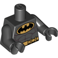 Torse, Batman Logo en or ovale avec des muscles et la ceinture d'or motif imprimé, bras et mains noirs (Torso, Batman Logo in Gold Oval with Muscles and Gold Belt Print, Black Arms and Hands)