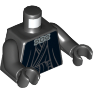 Visuel indicatif Rebrickable de Torse, robe, noué, argent boucle déployante motif imprimé, bras et mains noirs (Torso, Robe, Tied, Silver Neck Clasp Print, Black Arms and Hands)