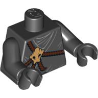 Torse, robe, corde brune, médaillon d'or et noir maillot de corps motif imprimé, bras et mains noirs (Torso, Robe, Brown Rope, Gold Medallion and Black Undershirt Print, Black Arms and Hands)