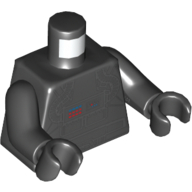 Visuel indicatif Rebrickable de Torse, combinaison de vol avec panneau de commande et tubes imprimés (pilote de v-aile), bras et mains noirs (Torso, Flight Suit with Control Panel and Tubes Print (V-Wing Pilot), Black Arms and Hands)