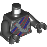 Visuel indicatif Rebrickable de Torse, armure nindroïde avec motif imprimé rouge et violet foncé, bras et mains noirs (Torso, Nindroid Armour with Red and Dark Purple Trim Print, Black Arms and Hands)