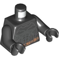 Torse, Batman logo avec contour de gilet pare-balles et motif imprimé ceinture de cuivre, bras et mains noirs (Torso, Batman Logo with Body Armor Outline and Copper Belt Print, Black Arms and Hands)