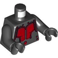 Torse, armure avec panneaux rouges et motifs imprimés cercles, bras et mains noirs (Torso, Armor with Red Panels and Circles Print, Black Arms and Hands)